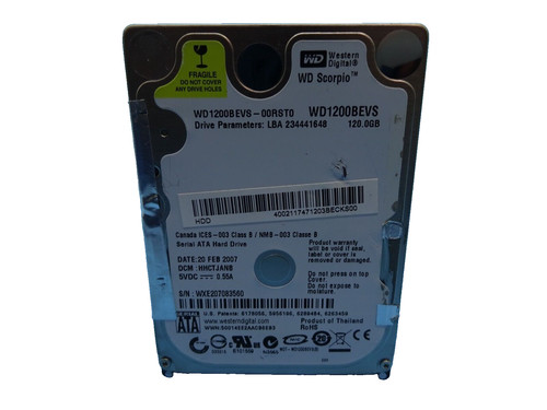 120 GB SATA WD WD1200BEVS - 00RST0 S/N:WXE207083560 2,5 ZOLL #NFP937