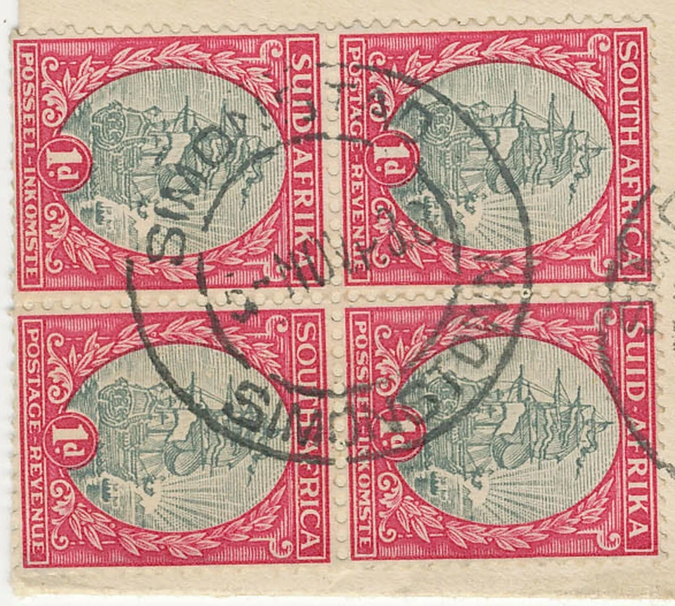 SOUTH AFRICA 1936 ship Drommedaris block of 4 + 3 single stamps multiple postage - Image 4 of 4