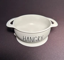 Rae Dunn Baby White "Hangry" Silicone Suction Bowl BPA/PVC Free 6 months 