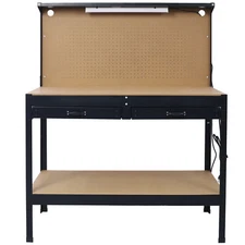 Steel Workbench Tool Storage Work Bench Workshop Tools Table W/Drawer and Peg Bo