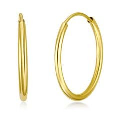 Wellingsale 14k Yellow Gold 1.5mm Endless Classic Hoop Earrings (20 x 20 mm)