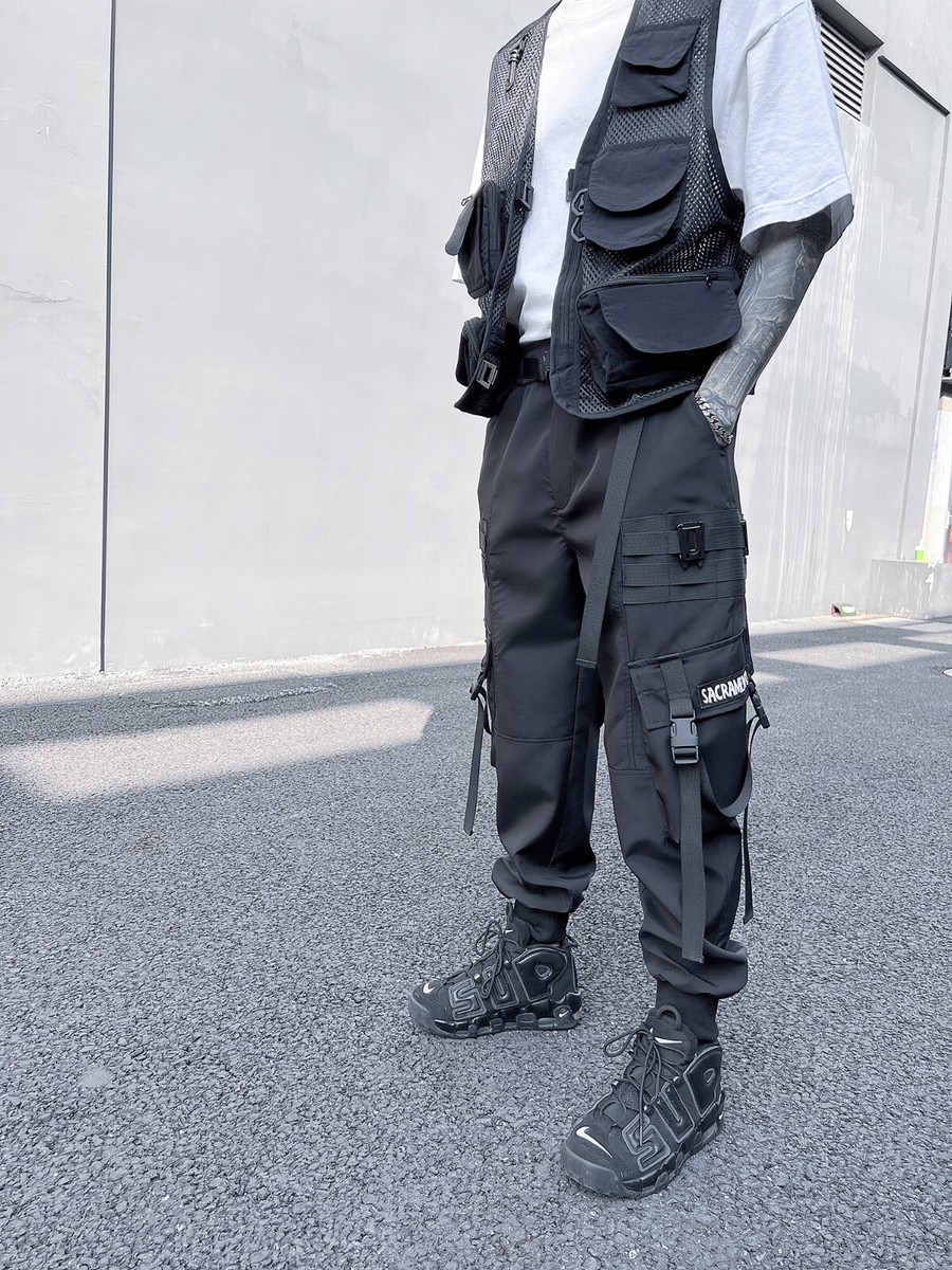 Trendy Cargo Streetwear Pants For Men Women Buckle Straps