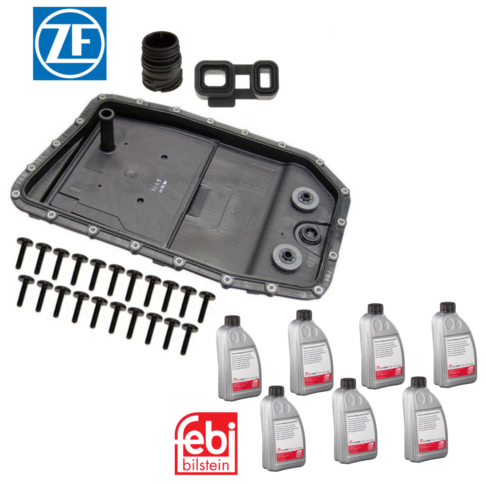 OEM Transmission Oil Pan Filter Seal Bolt + 7L ATF Fluid Kit for Jaguar