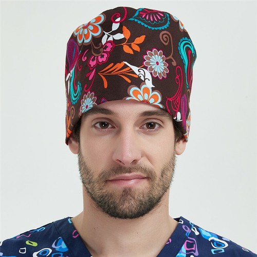 Womens/Mens Florals Printed Cap Scrub Hat/Cap Head Wear Adjustable Accessories - Picture 322 of 660