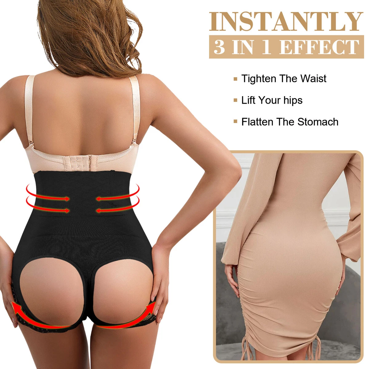 Women Butt Lifter Panty Shapewear Tummy Control High Waist Trainer Body  Shaper