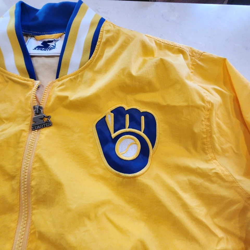 Chaqueta Dugout Milwaukee Brewers Estilo Vintage Starter 1/4 Cremallera Talla Para Hombre XXL Foto 3 de 4