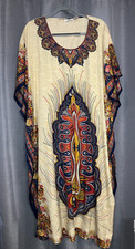 SALE NWT SANTE MUMU 2X 3X KAFTAN CAFTAN HOUSE DRESS BEIGE RED GOLD LEAVES