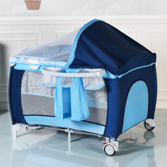 costway foldable baby crib