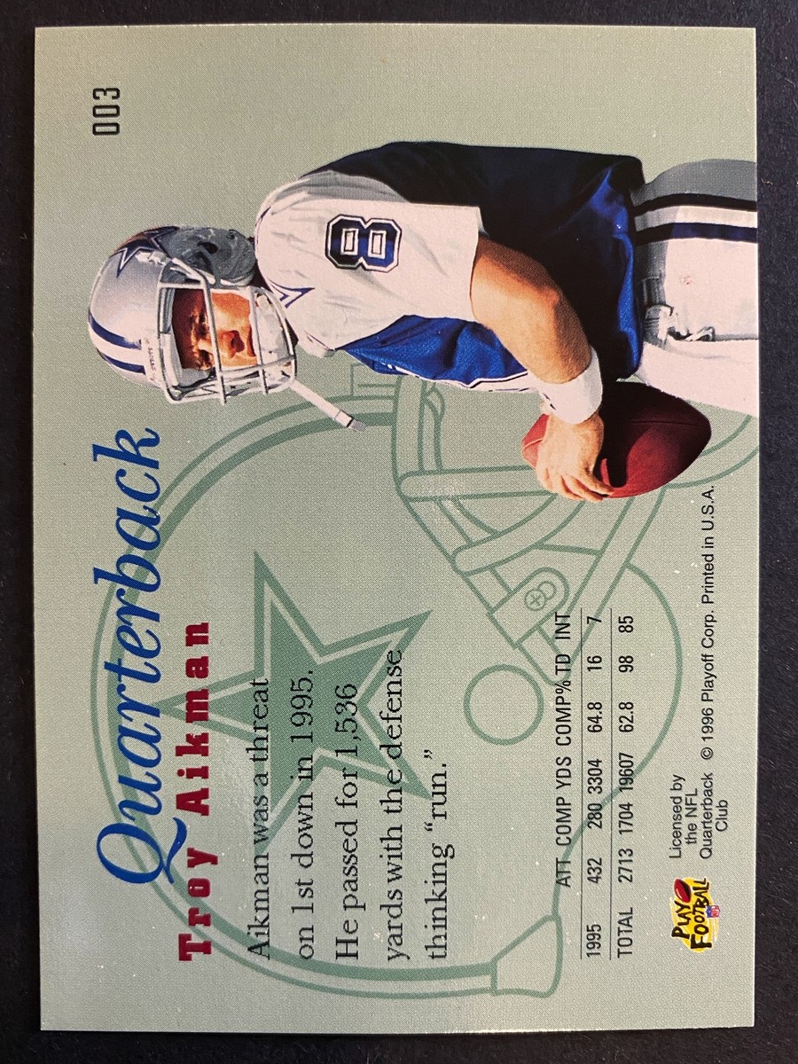Troy Aikman 1996 Playoff Prime Football Card Dallas Cowboys #003