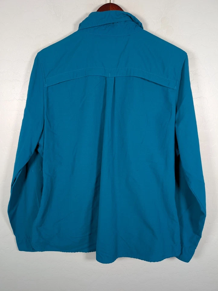 REI рубашка женщин XL зеленый бирюзовый кнопка вверх коротким рукавом Activewear молнии карман Топ - Изображение 2 из 4