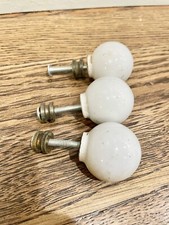 Set of 3 Vintage White Ceramic Drawer Pulls Knobs