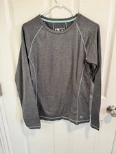 RBX Womens Performance Long Sleeve Active Stretch Gray Thumb Holes Shirt Large