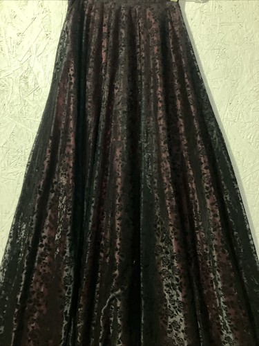 Wrapper Burnout Velvet Maxi Skirt Black Red Size 3/4!Vampire Gothcore Y2K - Picture 5 of 15