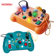 Montessori Busy Board Sensory Toys Cartoon with LED Light Switch Control Board T