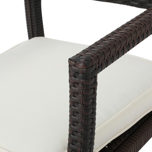 Set of 2 Wicker Rattan Patio Dining Chairs W/cushion for Backyard Porch Garden - Picture 12 of 14