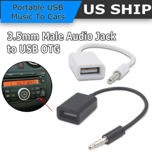 3.5mm Male AUX Audio Plug Jack To USB 2.0 Female Converter Adapter MP3 Cable ~