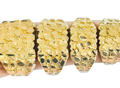 10k Yellow Gold Diamond Cut Men s Women s Nugget Ring