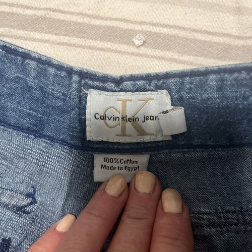 Junior's Calvin Klein 90s Y2K Vintage Low Rise Cargo Button Fly Denim Shorts 5 - Picture 5 of 10