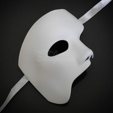 Mens Half Face Phantom of the Opera Venetian Costume Masquerade Mask White 