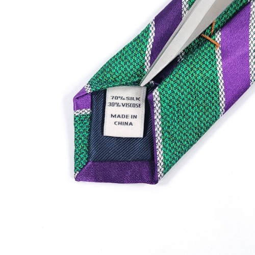 JOSEPH ABBOUD Men's Tie, Silk & Viscose, Striped Pattern, Green & Purple - NWT - Picture 10 of 11