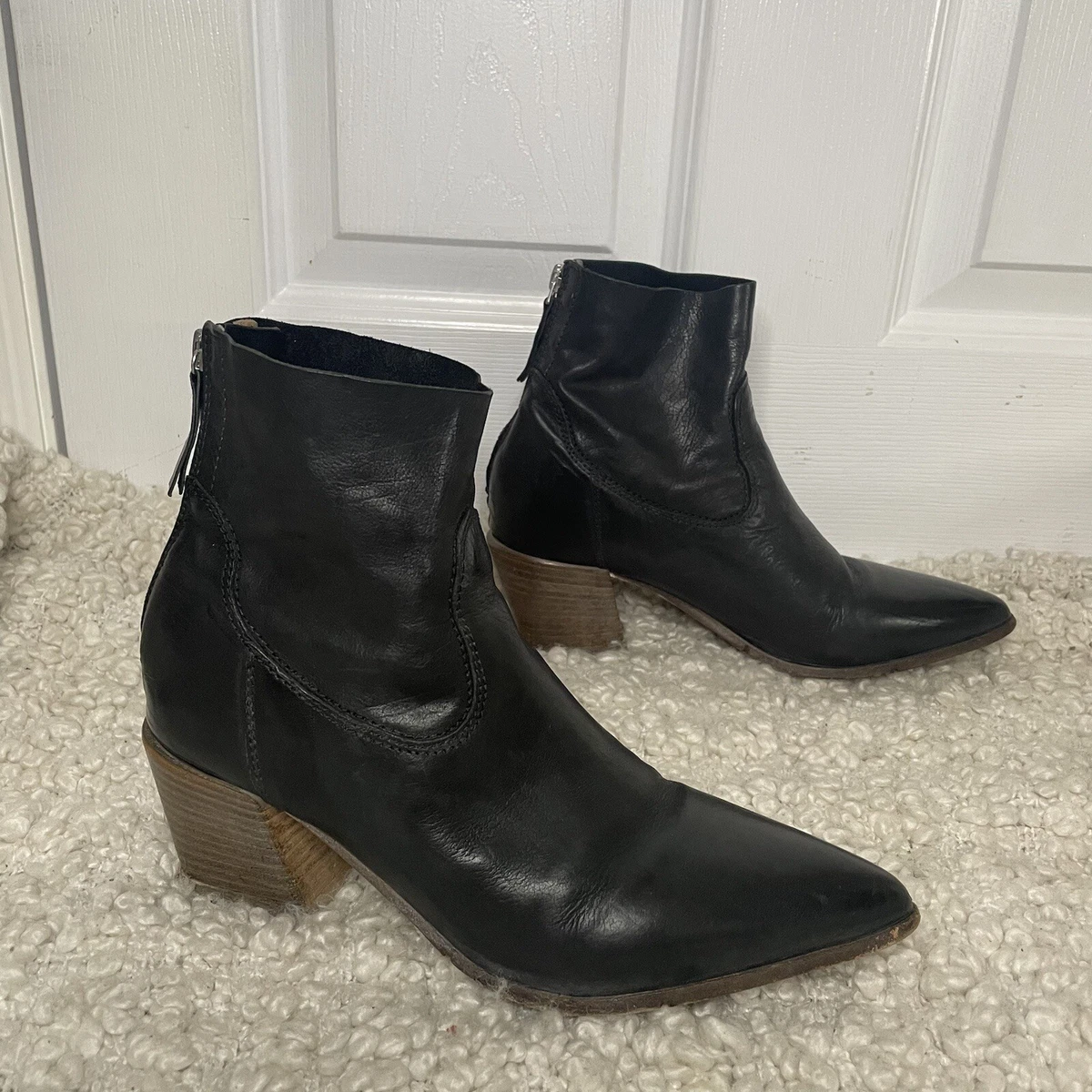 Sz 43 EU/ 10 US Mens Moma Black Leather Side Zip Buckle Strap Ankle Boots VGUC Moma MA11L Black Shearling 3 Buckle Boot Jenna - Head Start  main image 2