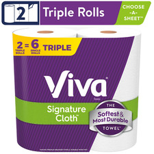 Viva Signature Cloth Paper Towels, 2 Triple Rolls, 129 Sheets per Roll