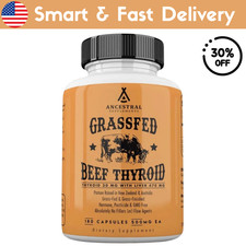 Grassfed Beef Thyroid with Liver 500mg Grass Fed/No Hormones/Non GMO 180 Caps US
