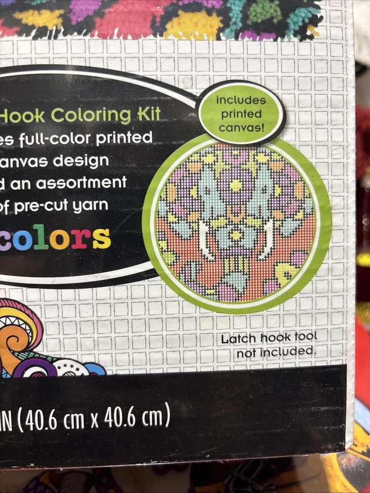 Dimensions Get Hooked Latch Hook Coloring Kit Colorful Elephant 16x16 New - Image 4 of 4