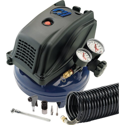 #ad Campbell Hausfeld 1 Gallon Oil Free Air Compressor with 12 Piece Kit DC010010DI $171.64