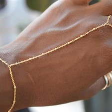 Hand Chain Bracelet Ring Bracelet Hand Chain Dainty 14K Gold Finger Ring Slave B
