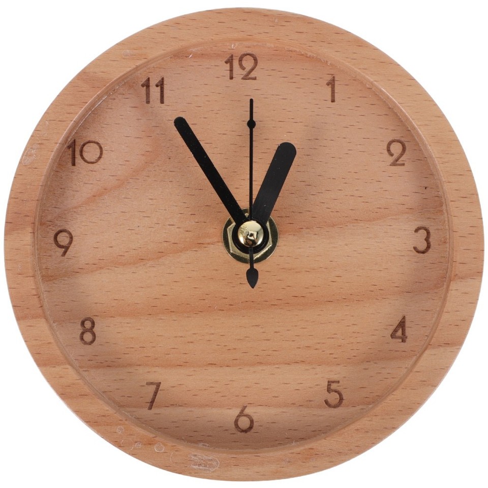 Round Wooden Clock: Wooden Silent Desk Clock - Minimalist Table ...