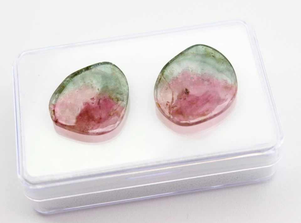 Natürlich Wassermelonen Turmalin Edelstein Freiform glatt geschliffen Scheiben - Bild 2 von 4