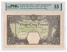 Banconota FRANCESE AFRICA OCCIDENTALE 25 franchi 1926 Dakar PMG F 15