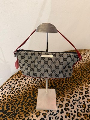 Gucci Mini Pochette Gg Monogram Vintage Handtasche Y2k Grey Red