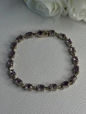 925 Sterling Silver Amethyst Fas Bracelet Length 7.5