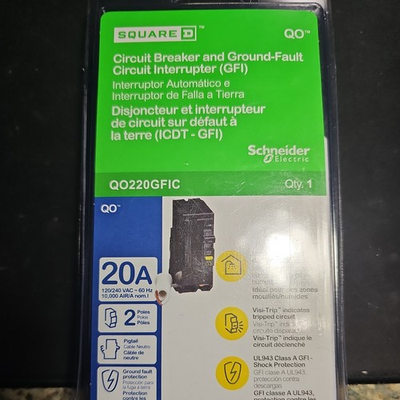 #ad Square D QO 20A Circuit Breaker and Ground Fault Interrupter GFI QO220GFIC $89.99