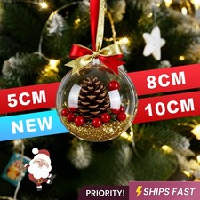 50pcs Christmas Tree Ornaments Clear Ball Plastic Fillable Sphere Clear Baubles