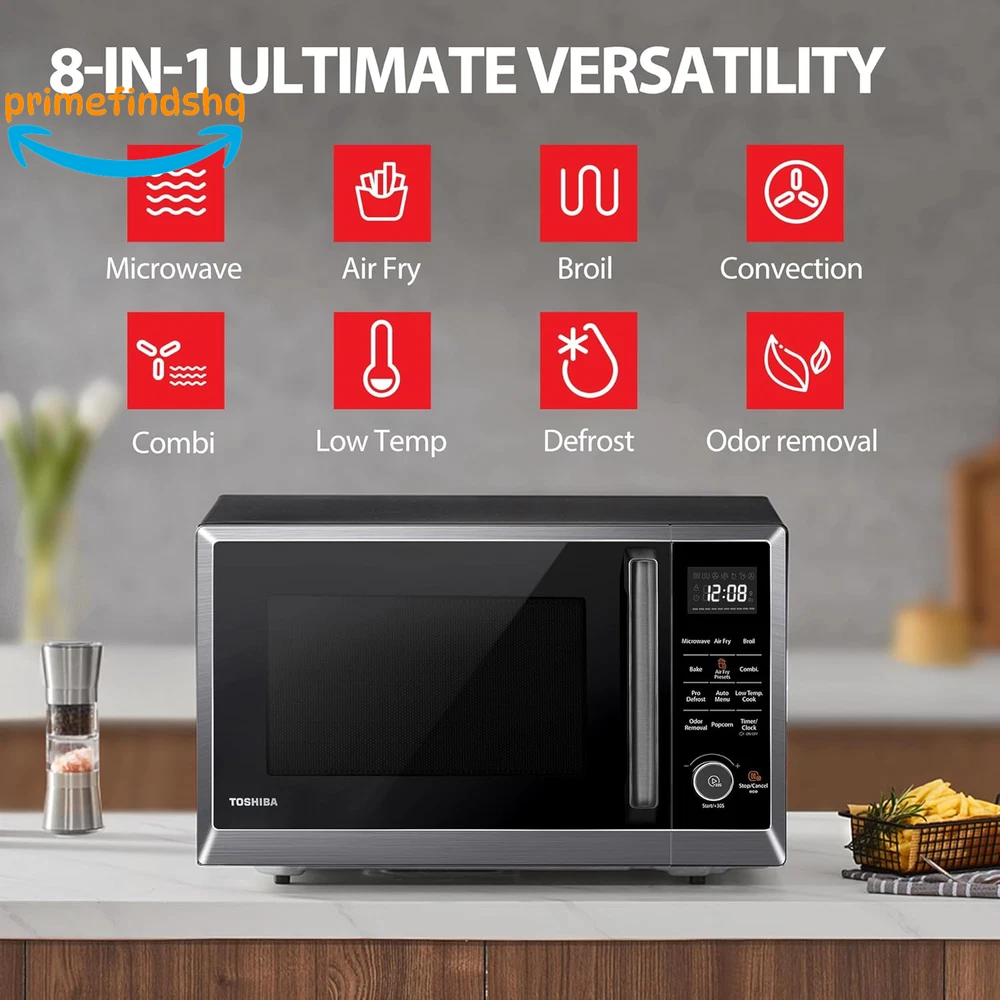 8-in-1 Air Fryer Microwave Combo with Convection Broil Odor Elimination