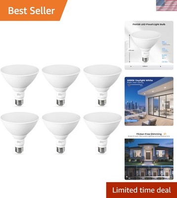 Energy-Efficient 5000K LED Floodlights, Dimmable 13W (100W Equivalent) - 6 Pack