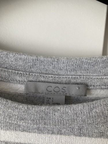 Cos Grey White Stripe Oversize Short Sleeve thicker Cotton T-shirt - Picture 2 of 9