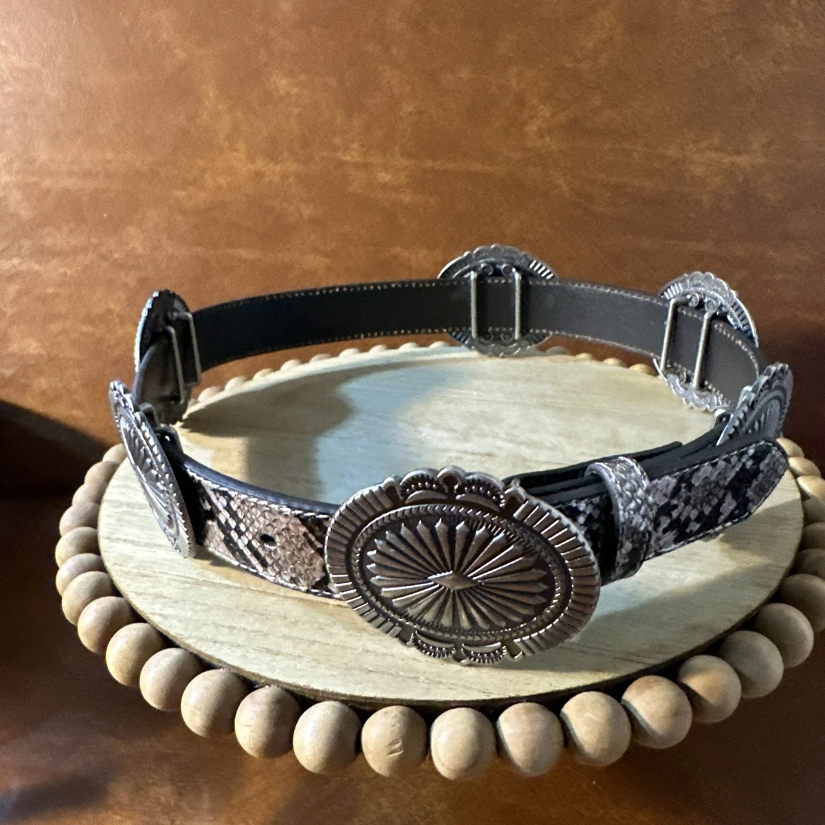 Berge Italian Leather Concho Belt  Multi-Strand Studded Tassel  - Medium? B1060 - Harness Leather Concho Belt - Double J Saddlery main image 3
