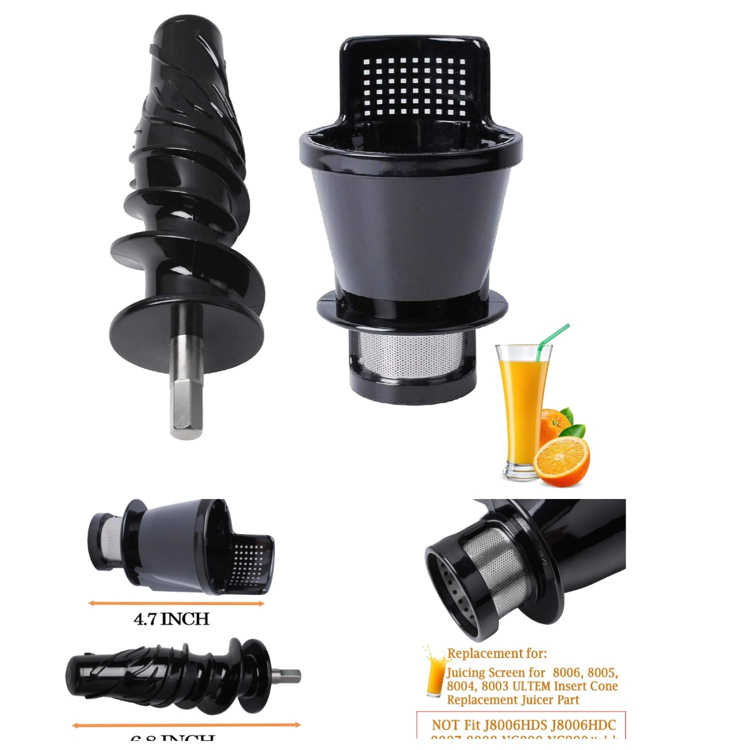 Omega Juicer Replacement Parts: Screen & Auger for Models 8006/8005/8004/8003
