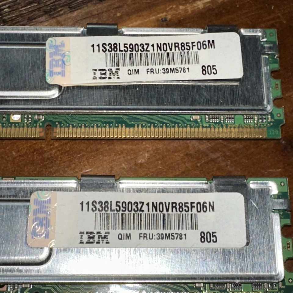 (Lote de 2) 2GB Qimonda HYS72T128420HFA-3S-A 1GB 2RX8 PC2-5300F-11-BO MEMORIA IBM Foto 4 de 4