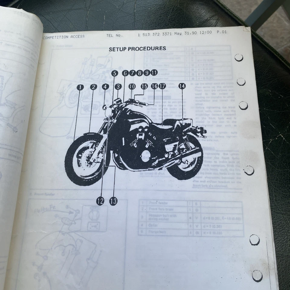 GENUINE YAMAHA WORKSHOP SET UP ASSEMBLY MANUAL VMX 12 V-MAX 1200 VMAX 1985-1991 - Image 3 of 4