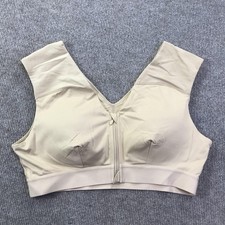 Tommie Copper Sports Bra Womens 2XL Beige Zip Front Copper Znergy Support Mesh