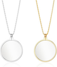 2 Pcs Magnifying Glass Necklace, 5X Monocle Necklace Women, Monical Eyepiece, Mo