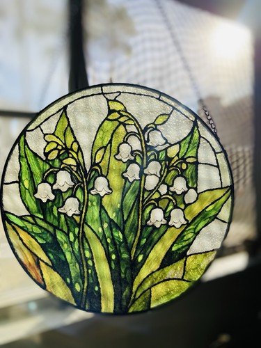 Lily of the Valley Art Glass 10” Round Panel