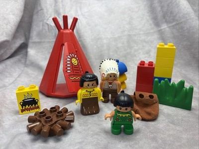 RARE LEGO Duplo 2432 Big Chief Camp  Indian Village Teepee brown backpack B11