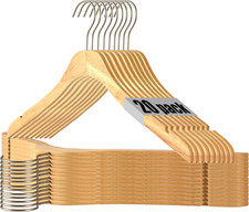 Natural Slim Solid Wood Coat 20 Pack Wooden Clothes Hangers,16.7Inch Ultra Thin