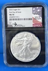 2022 NGC MS70 MERCANTI SIGNED SILVER EAGLE  1oz SILVER First Day Of Issue